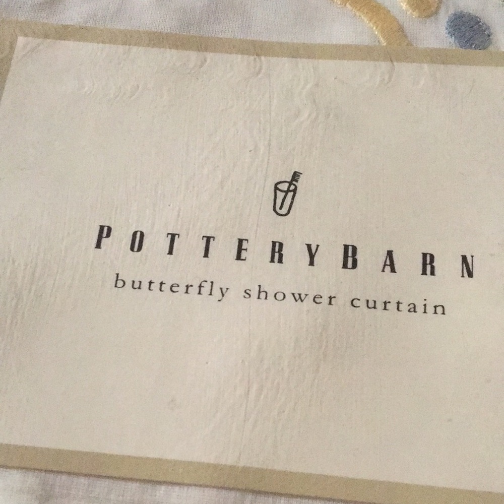 Pottery Barn Butterfly Embroidered Shower Curtain NEW - Picture 2 of 5